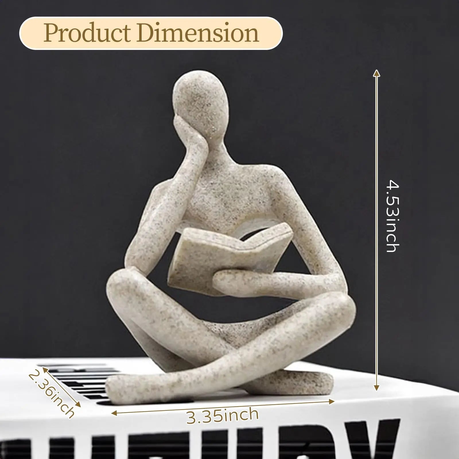 Abstract Thinker Statue — Reading Sculpture Bookshelf Decor