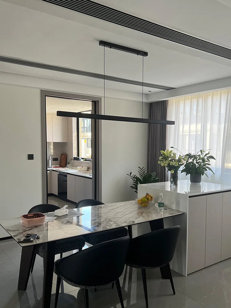 Modern Linear LED Pendant Light — Dimmable Dining Table & Kitchen Bar Fixture