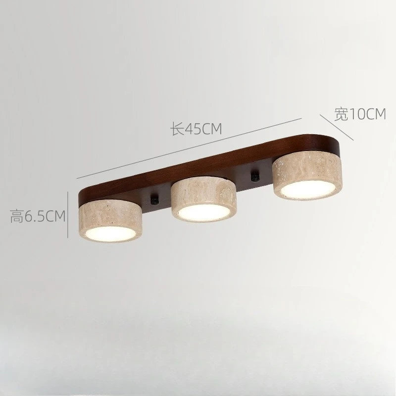 Walnut Gypsum Corridor Ceiling Light — Multi-Head Hallway Fixture