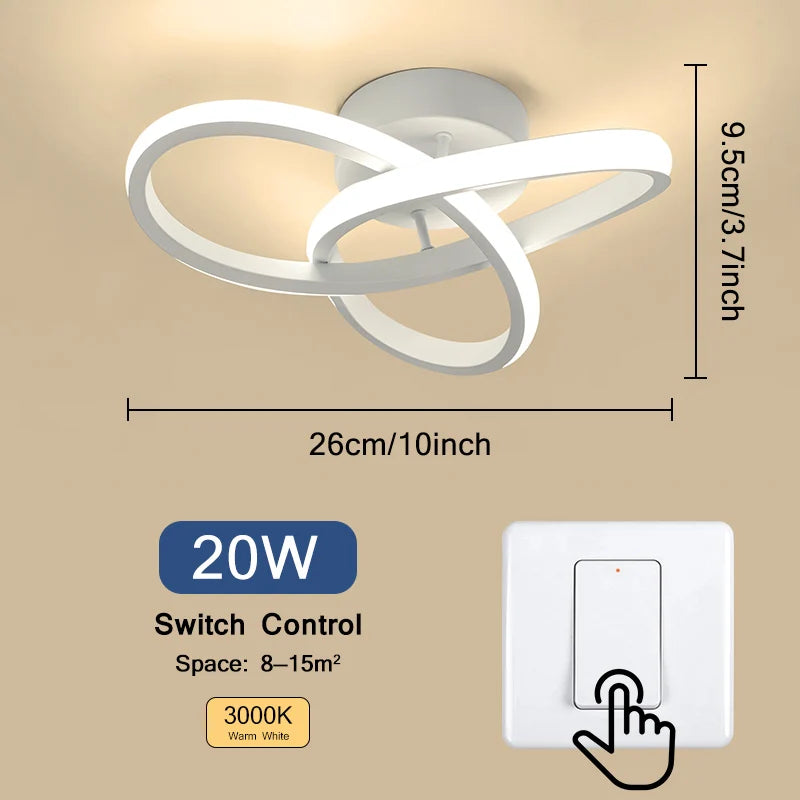 Modern Tri-Color LED Ceiling Light — Surface-Mount Bedroom & Dining Fixture