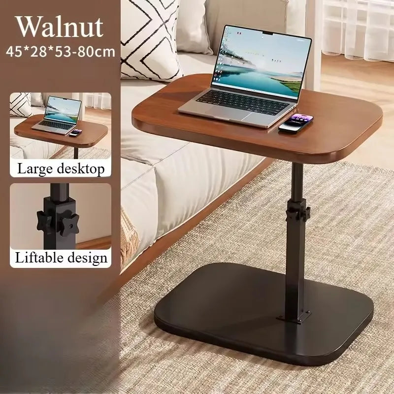 Adjustable Height Wooden Side Table — Portable Sofa & Office Accent Table