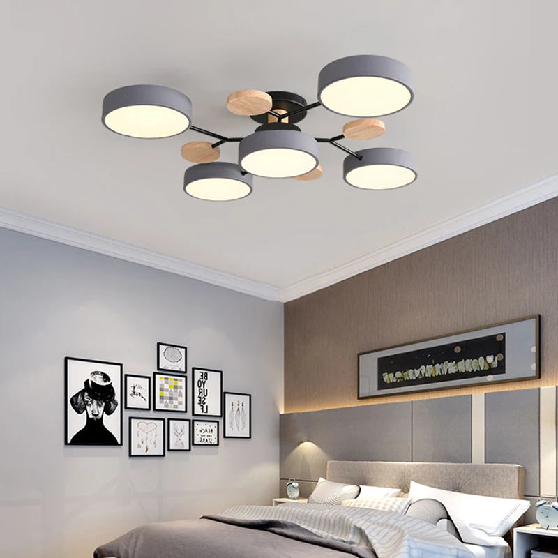Tri-Color LED Ceiling Chandelier — Nordic Hotel-Style Pendant Lamp