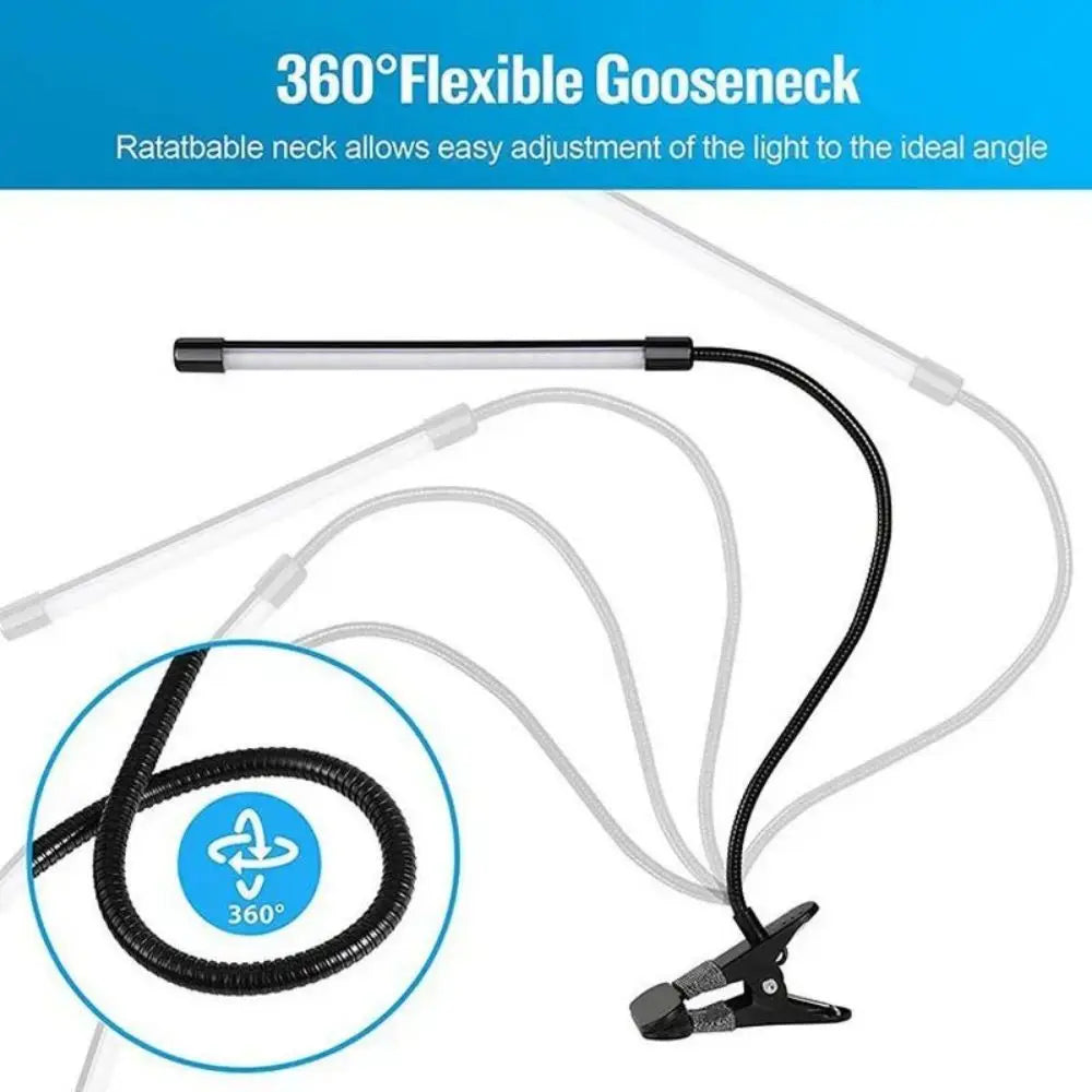 Clip-On LED Desk Lamp — Dimmable USB Reading Light with Clamp