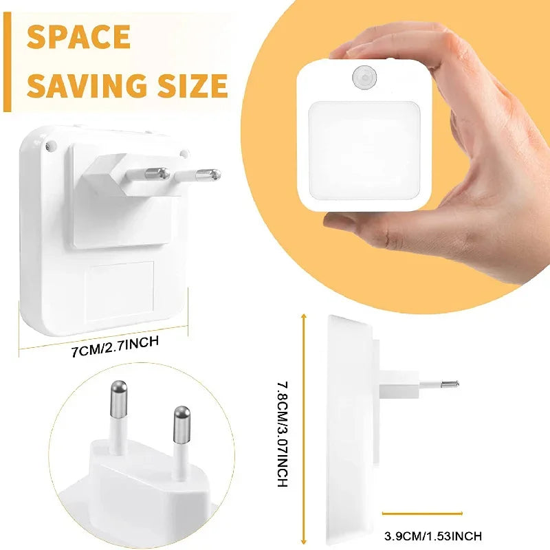 Plug-In Radar Motion Sensor Night Light — 7-Level Dimmable EU/US Lamp