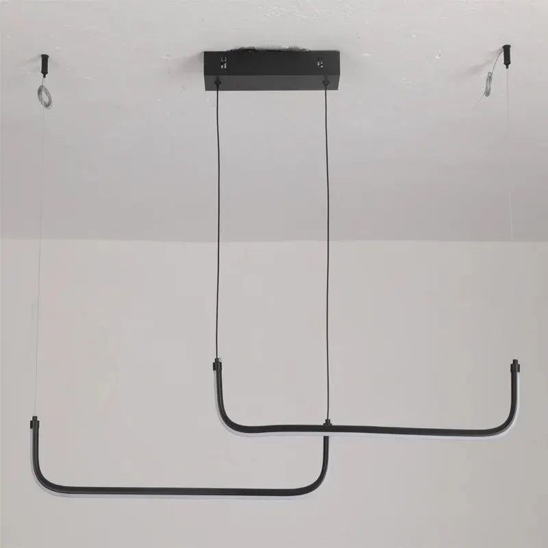 Aluminum Ring Pendant Chandelier — Black Modern Dining Room Light