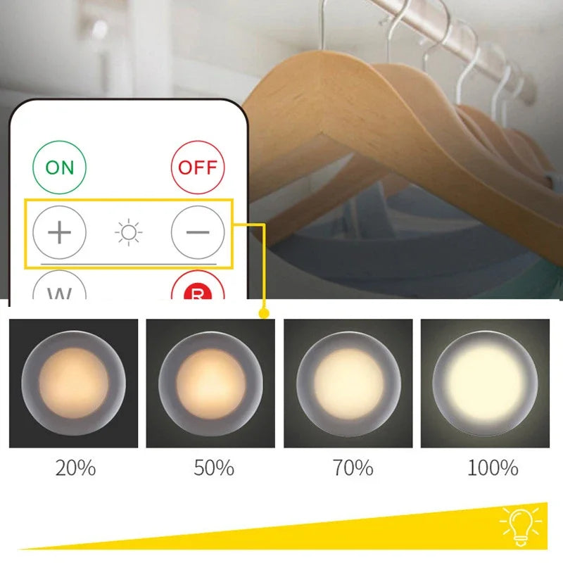 Remote Control Puck Light Kit — Battery-Powered Dimmable Cabinet Lights