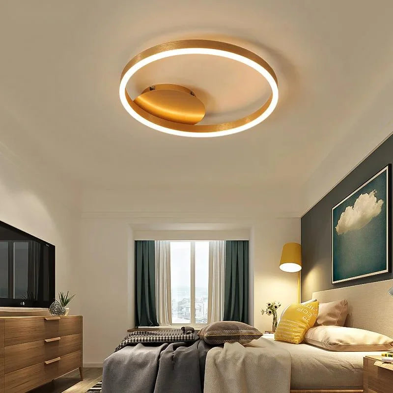 Gold Ring Chandelier — Modern Multi-Circle LED Ceiling Light