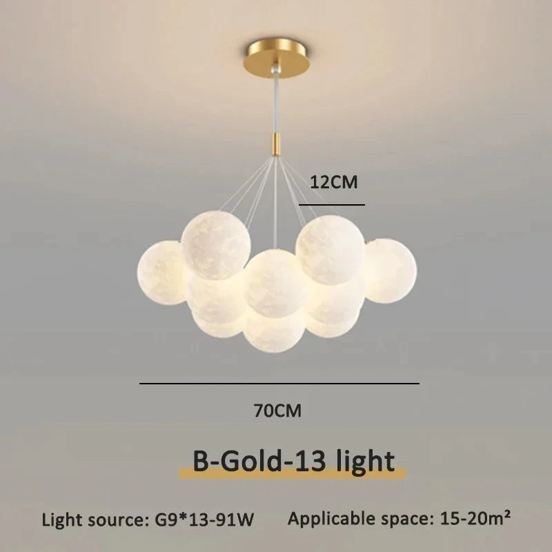 Cream Ball Cluster Chandelier — Modern Orb Pendant Ceiling Light