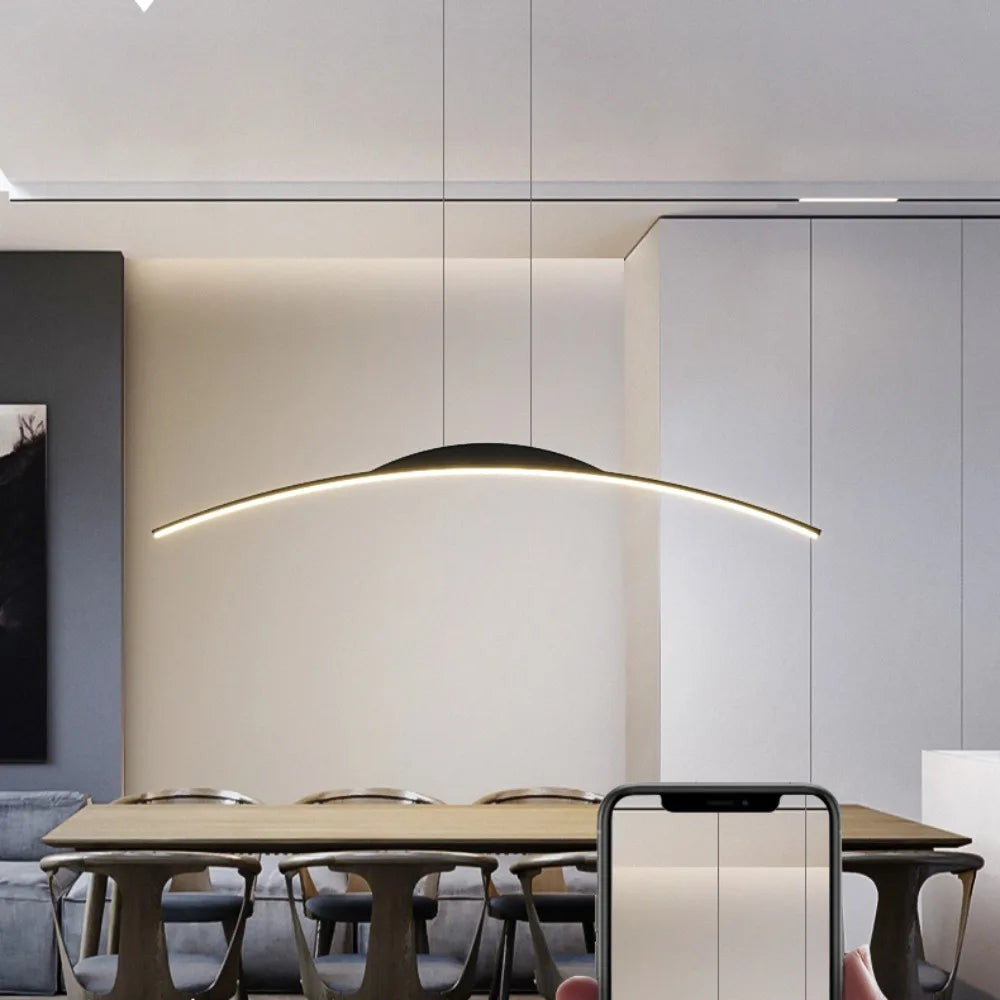 Simple Design Black Chandelier — Modern LED Ceiling Pendant for Dining & Bar