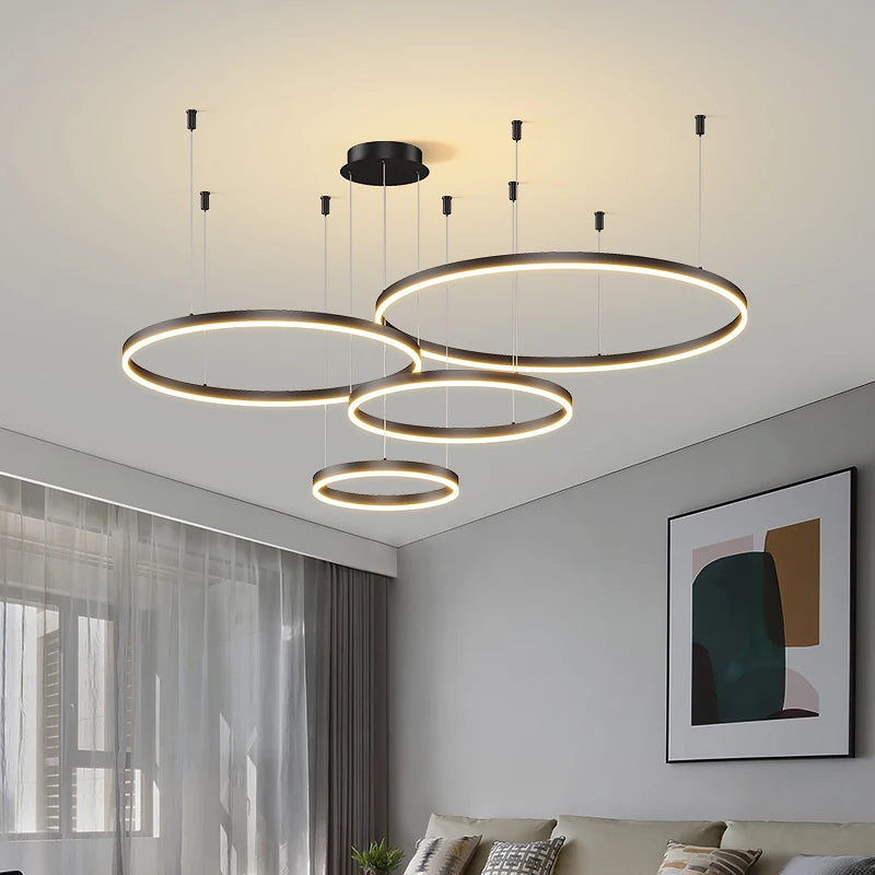 Circular Ring LED Chandelier — Modern Multi-Ring Ceiling Light
