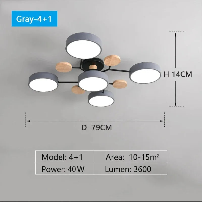 Tri-Color LED Chandelier — Multi-Light Flush Mount Ceiling Fixture