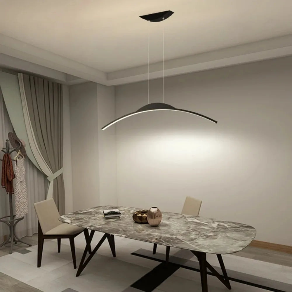 Simple Design Black Chandelier — Modern LED Ceiling Pendant for Dining & Bar