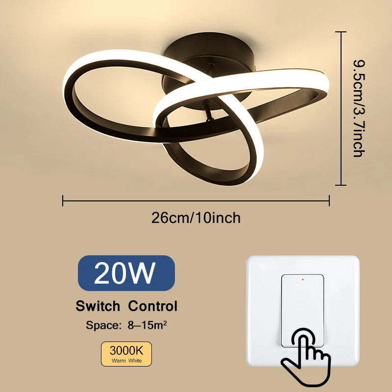 Modern Tri-Color LED Ceiling Light — Surface-Mount Bedroom & Dining Fixture