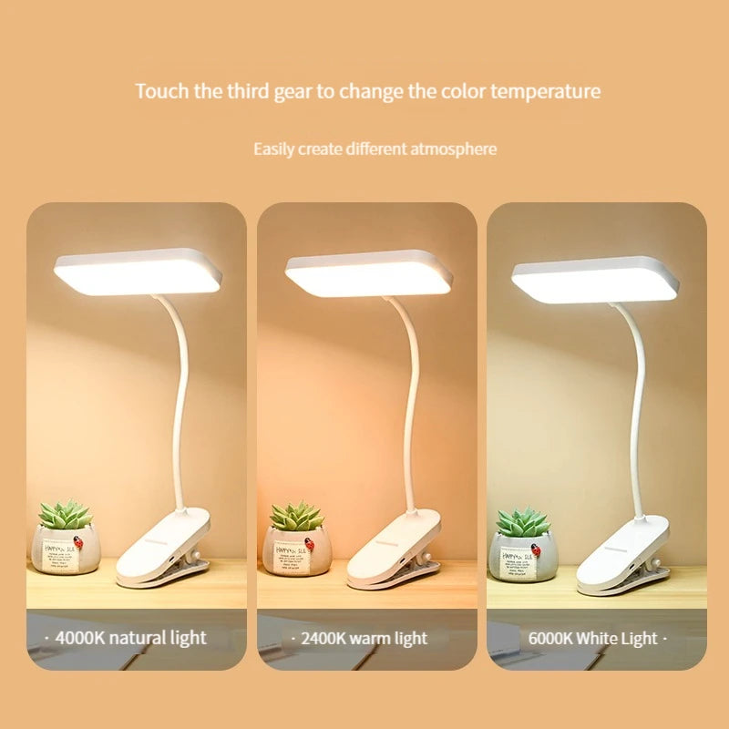 360° Flexible Clip-On LED Desk Lamp — Eye-Care Dimmable Reading Light