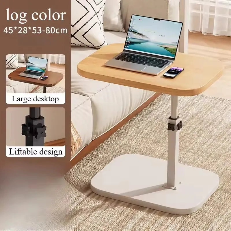 Adjustable Height Wooden Side Table — Portable Sofa & Office Accent Table