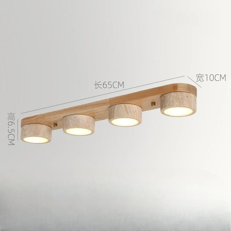 Walnut Gypsum Corridor Ceiling Light — Multi-Head Hallway Fixture