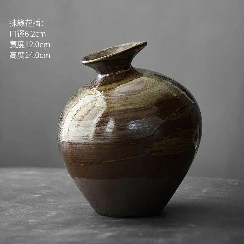 Japanese Black Terracotta Vase — Abstract Stoneware-Look Vessel
