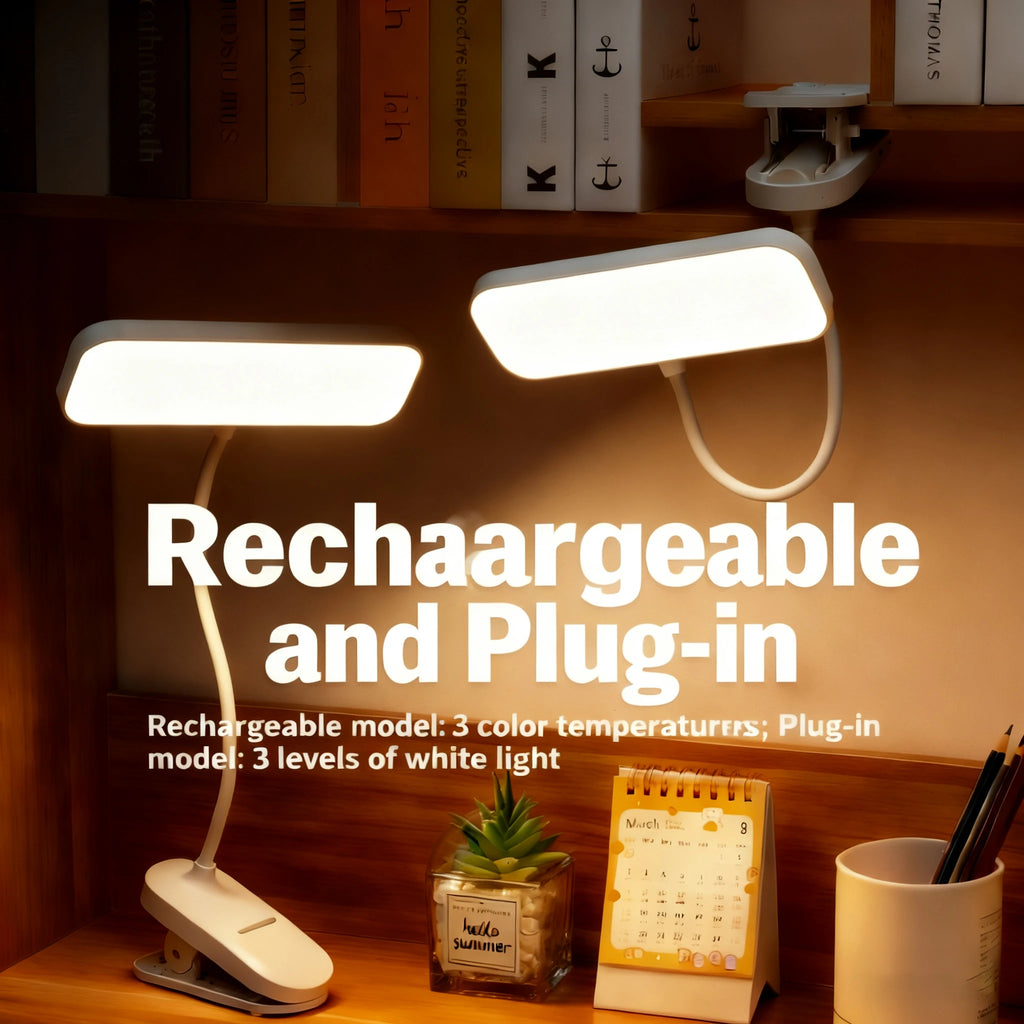 360° Flexible Clip-On LED Desk Lamp — Eye-Care Dimmable Reading Light