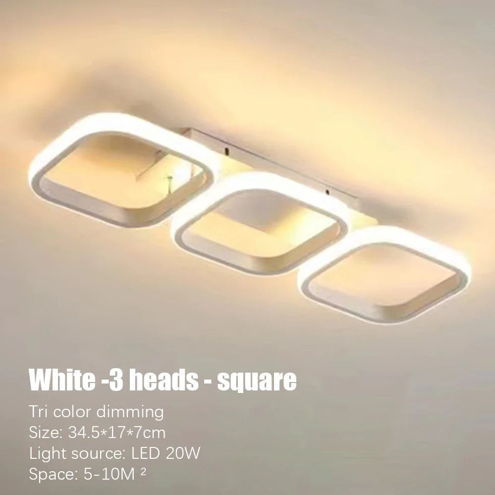 Nordic Tri-Color LED Ceiling Light — Square & Round Corridor Fixture
