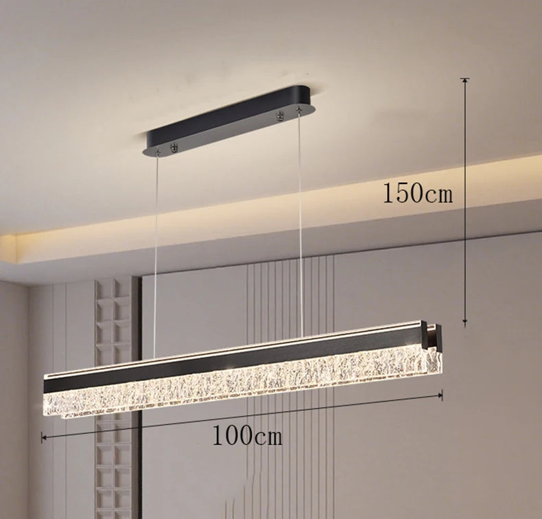 Linear LED Strip Chandelier — Gold & Black Modern Ceiling Light