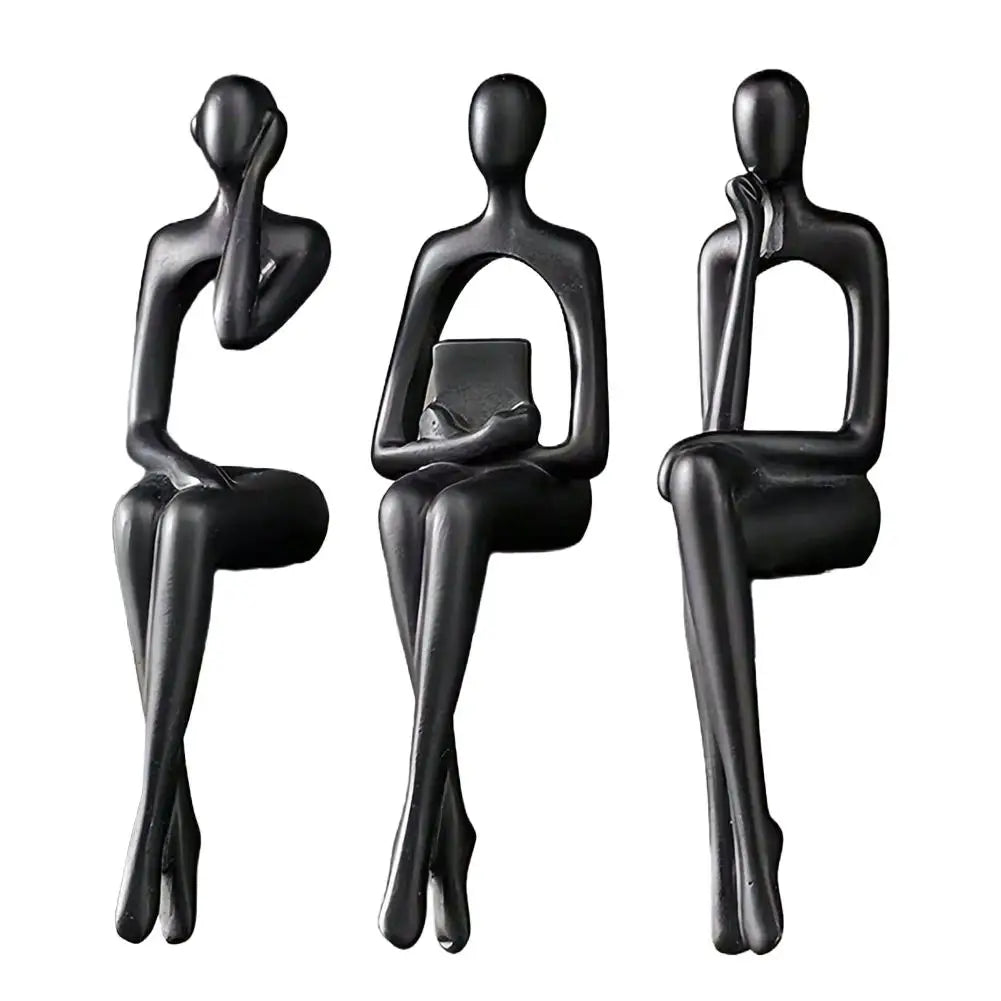 Abstract Desktop Thinker Figurine — Resin Nordic Office Sculpture