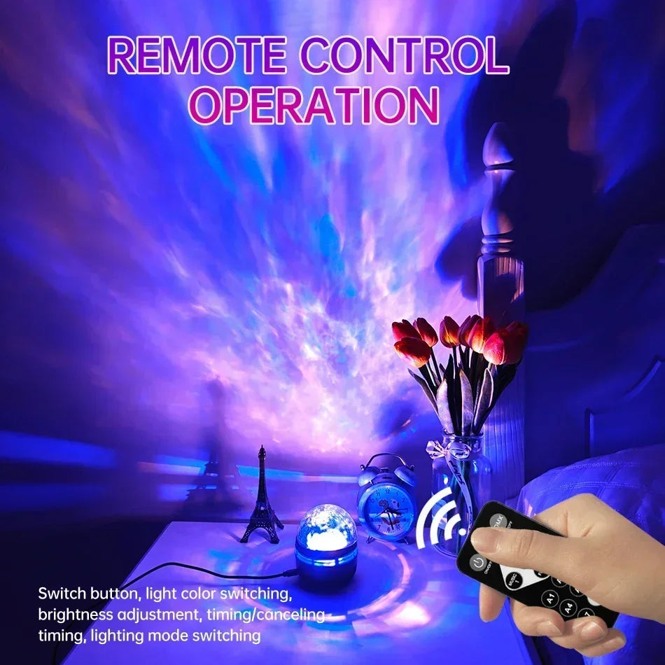 LED Galaxy Projector Night Light — Remote Control Star & Aurora Projection