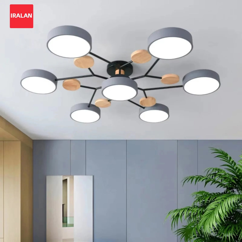 Tri-Color LED Ceiling Chandelier — Nordic Hotel-Style Pendant Lamp