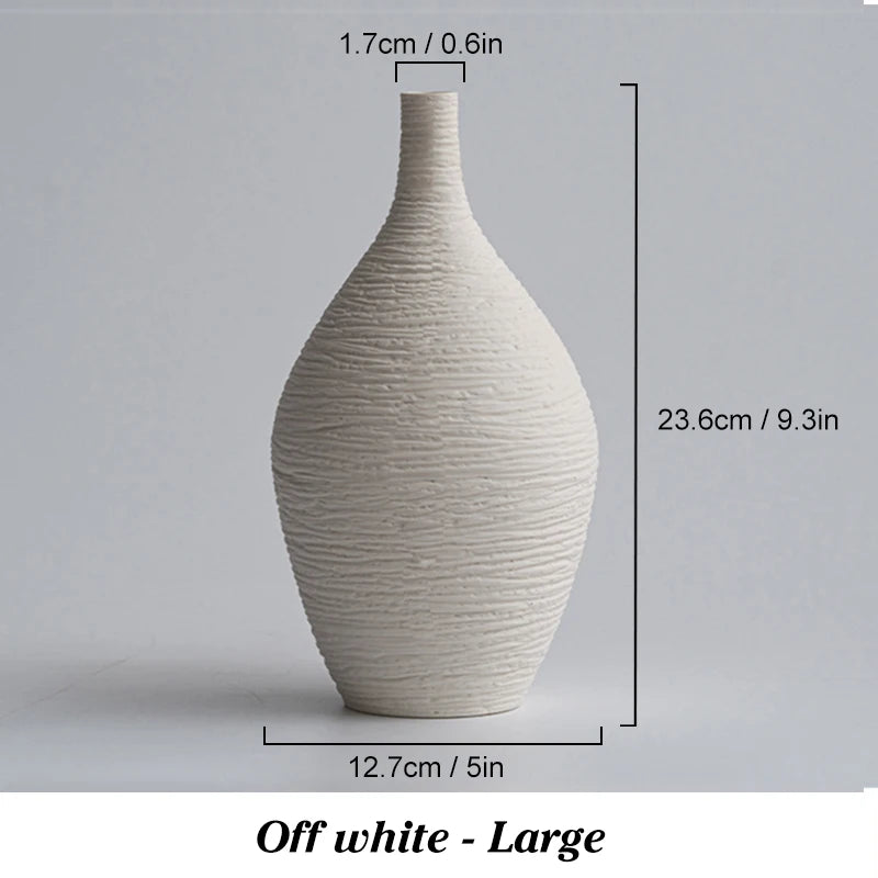 Nordic Narrow-Mouth Ceramic Vase — Luxury Desktop & Living Room Decor