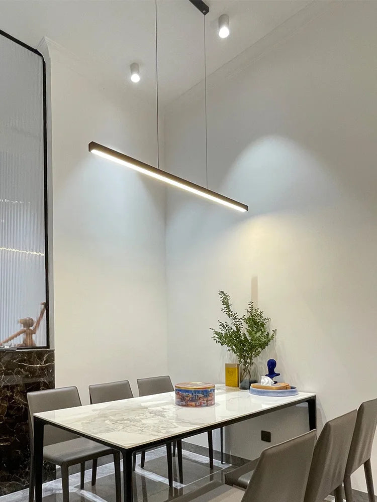 Modern Linear LED Pendant Light — Dimmable Dining Table & Kitchen Bar Fixture