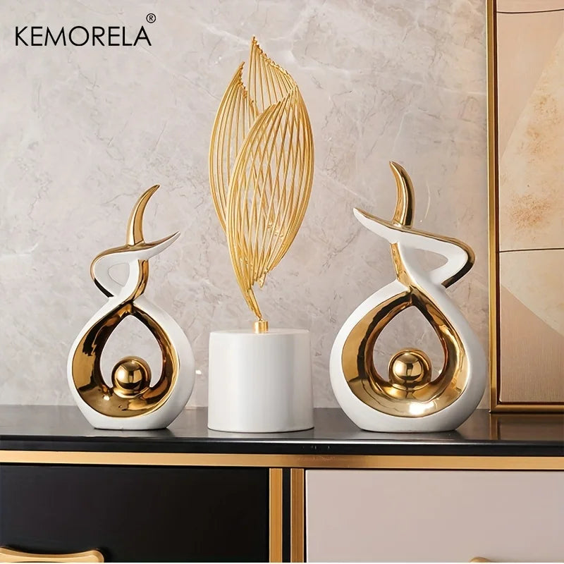 Modern Abstract Ceramic Statue — Sculptural Centerpiece for Living Room