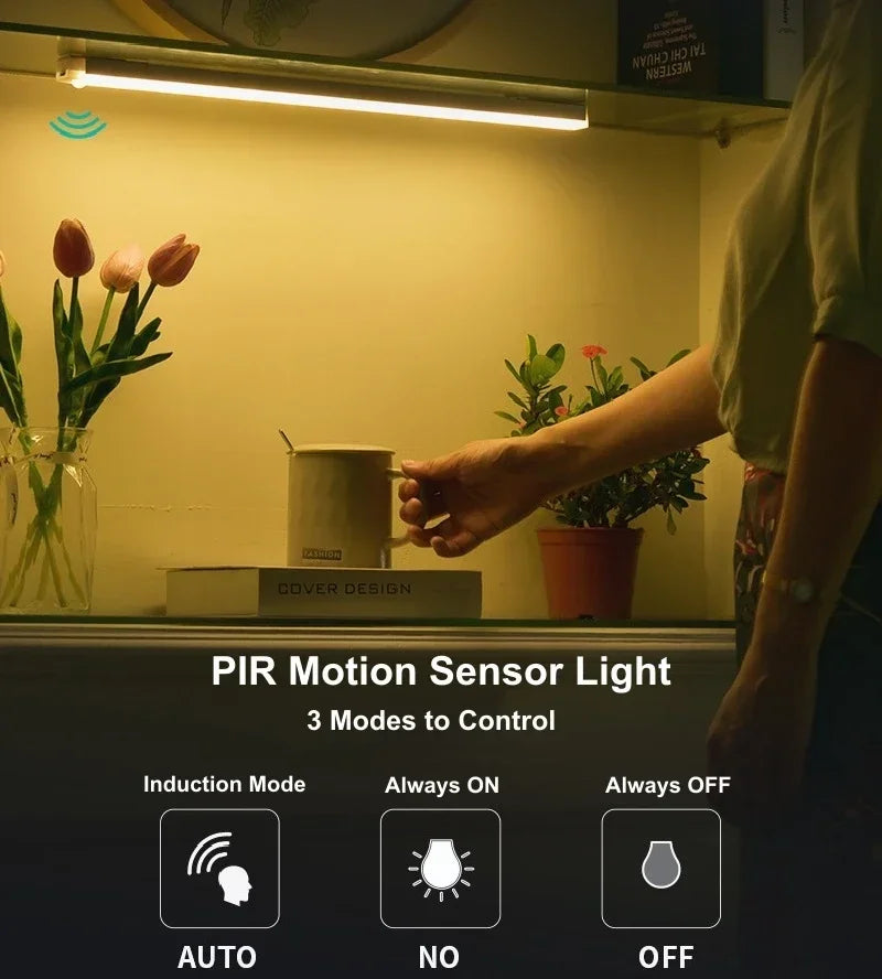 PIR Motion Sensor Light Strip — Rechargeable Magnetic Cabinet Lamp
