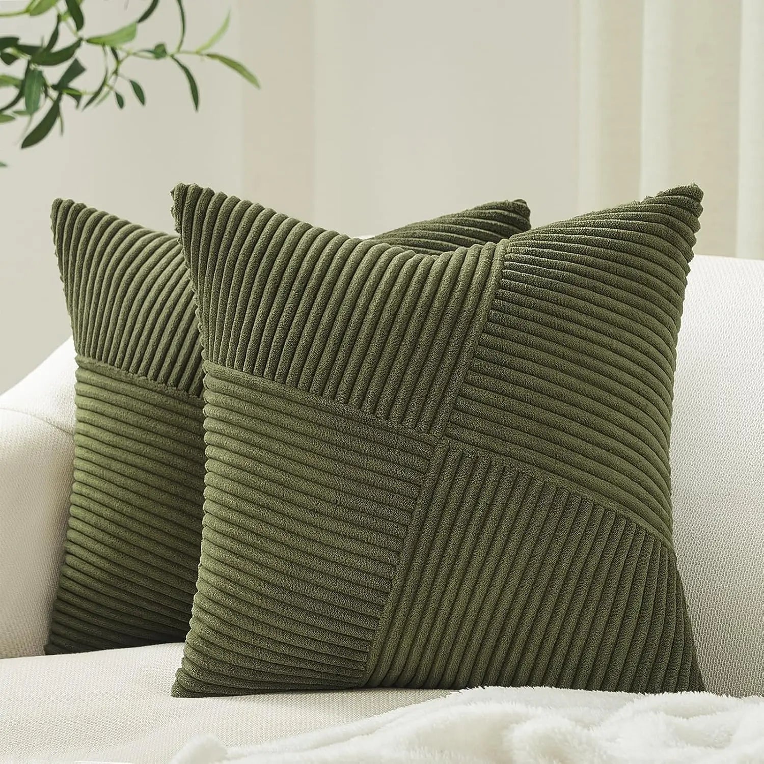 Corduroy Boho Windmill Pillow Cover — Textured Ribbed Cushion Cover