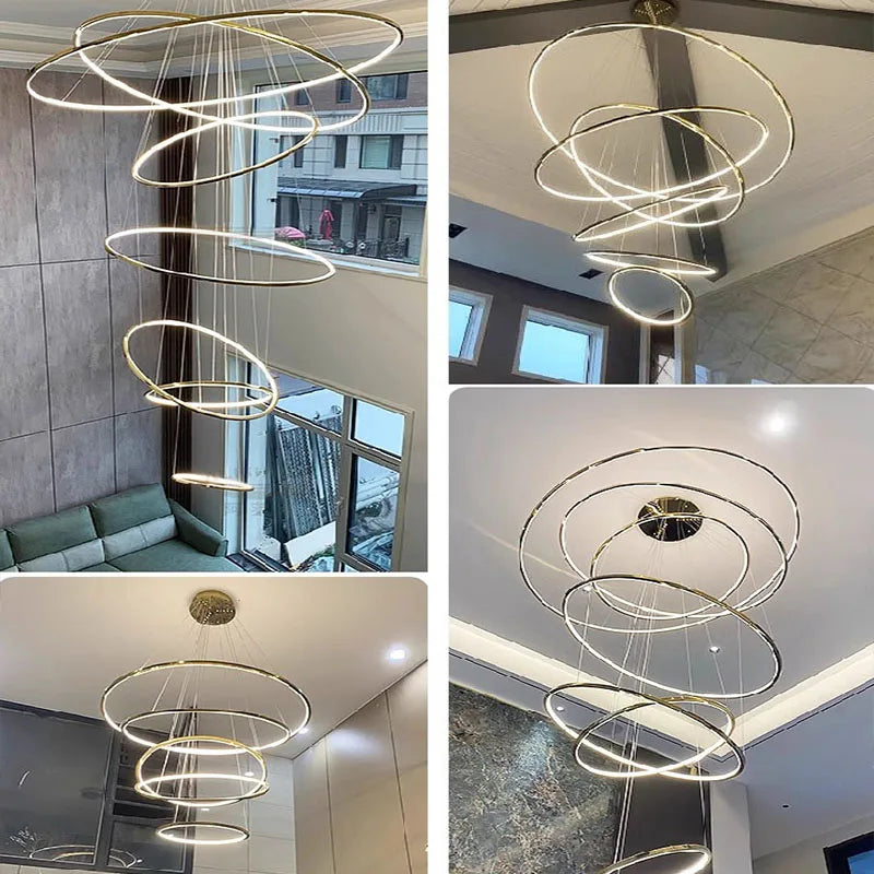 Tiered Ring Villa Chandelier — Grand Staircase Ceiling Light
