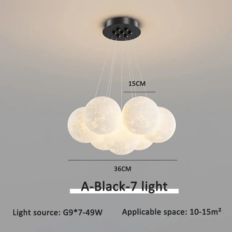 Cream Ball Cluster Chandelier — Modern Orb Pendant Ceiling Light
