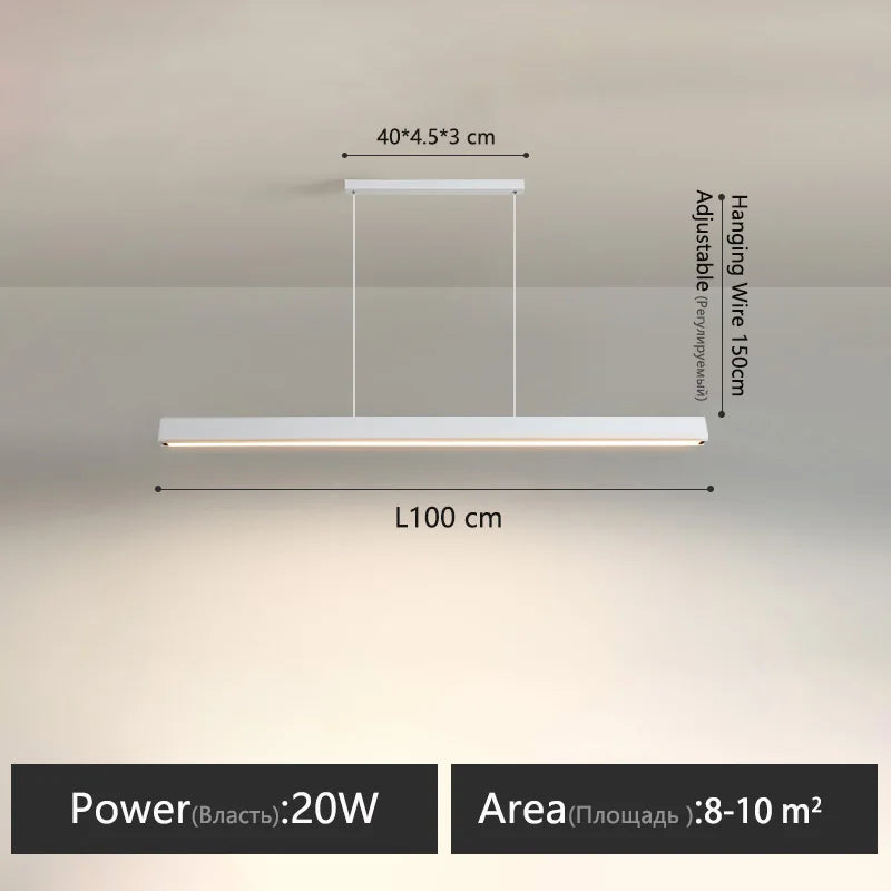 Modern Linear LED Pendant Light — Dimmable Dining Table & Kitchen Bar Fixture