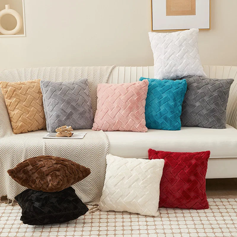 Plush Knit Throw Pillow Cover — Soft Square & Lumbar Cushion Cover