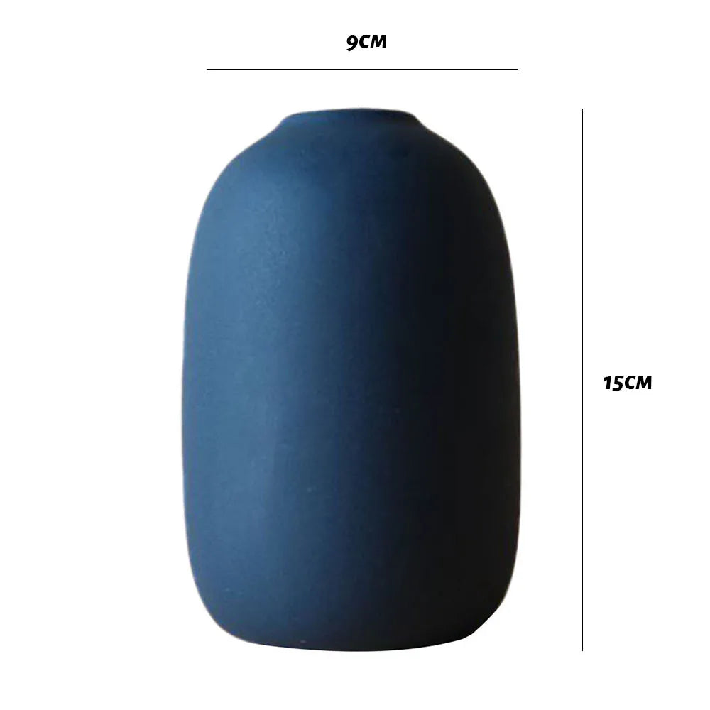 Nordic Solid-Color Ceramic Vase — Minimalist Bottleneck Flower Pot