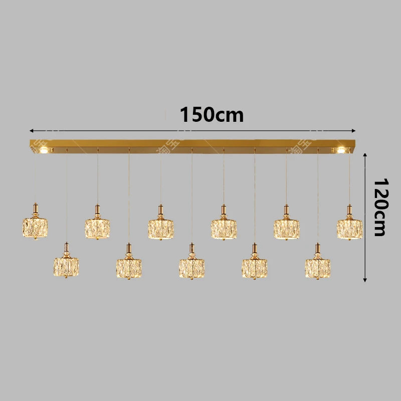Crystal Restaurant Chandelier — Grand Multi-Head Villa Ceiling Light