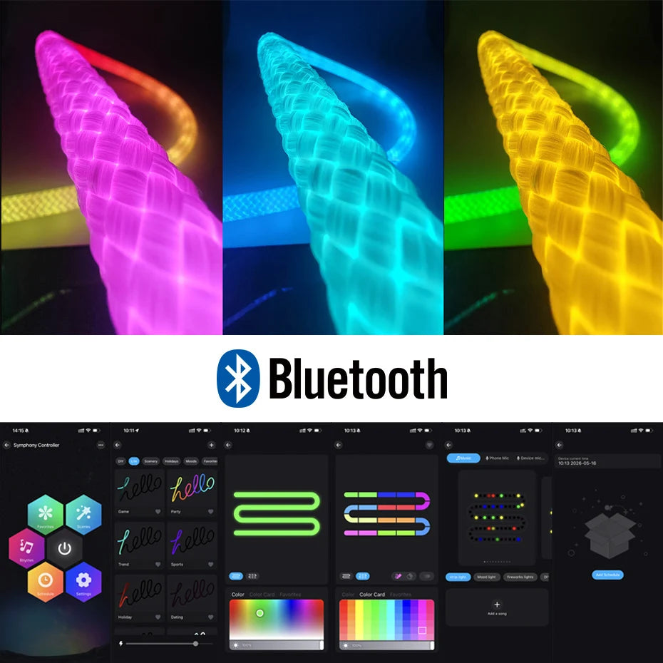 Smart RGBIC Neon Rope Light — Flexible App & Remote Controlled Tube