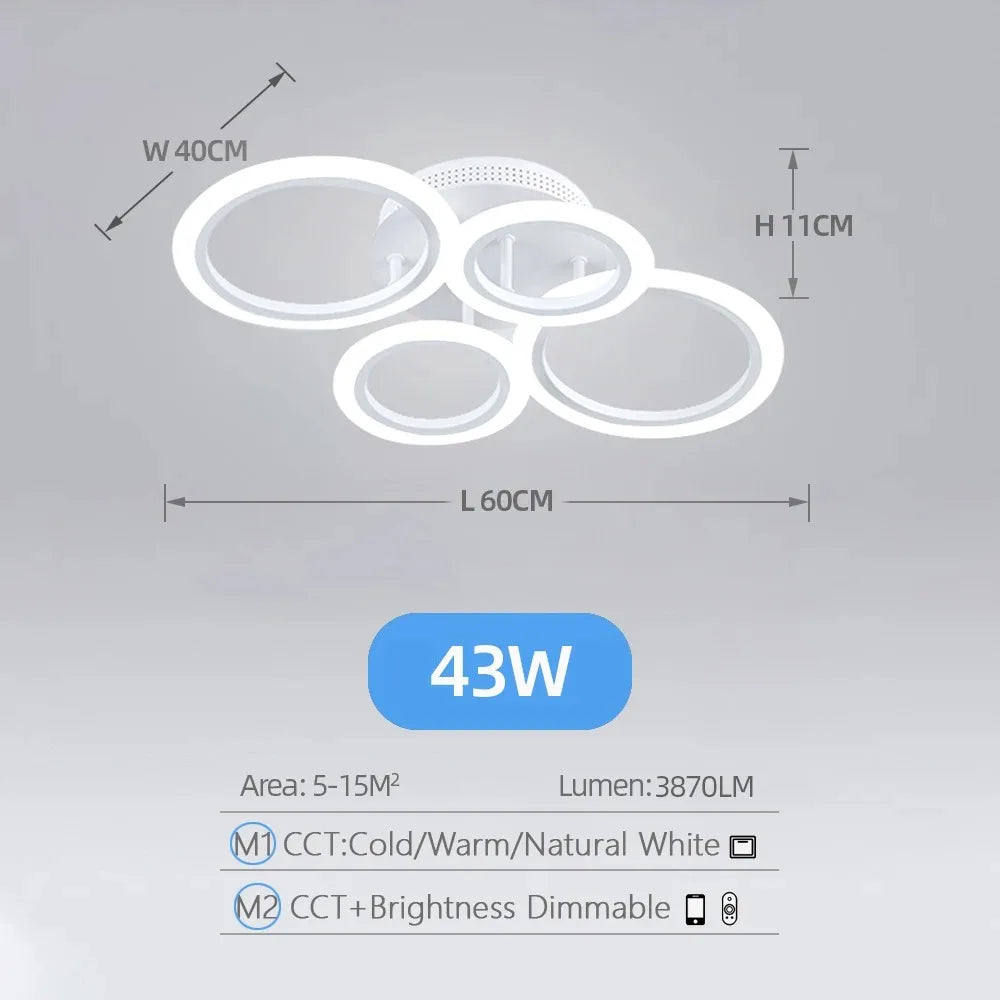 Smart Ring Ceiling Chandelier — App & Remote Controlled LED Light