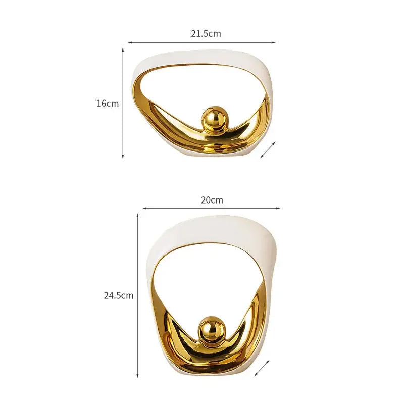 Abstract Geometric Sculpture — Golden & Silver Decorative Figurine