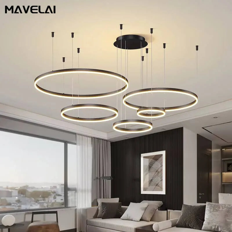 Circular Ring LED Chandelier — Modern Multi-Ring Ceiling Light
