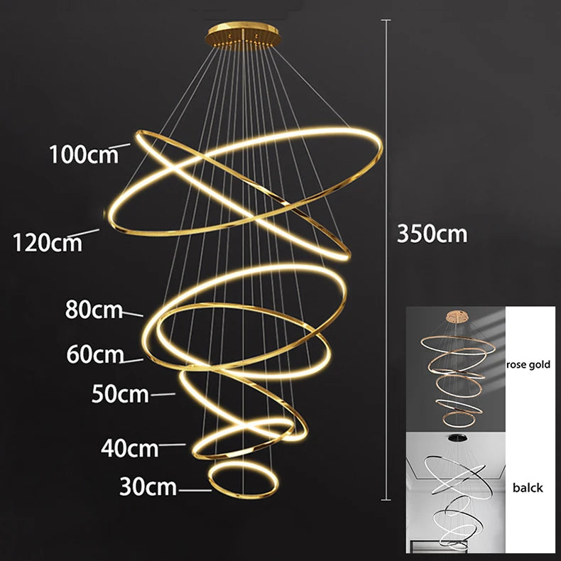 Tiered Ring Villa Chandelier — Grand Staircase Ceiling Light