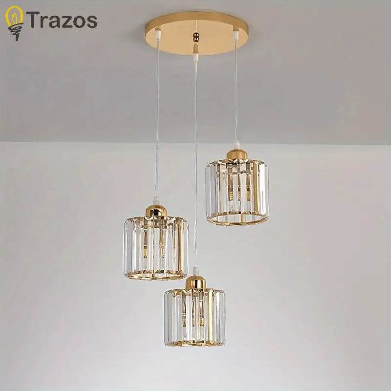 Small Crystal Dining Chandelier — Round Modern Table Light Fixture