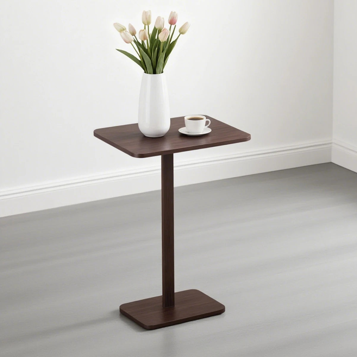 C-Shaped Bamboo End Table — Lightweight Sofa Snack & TV Tray