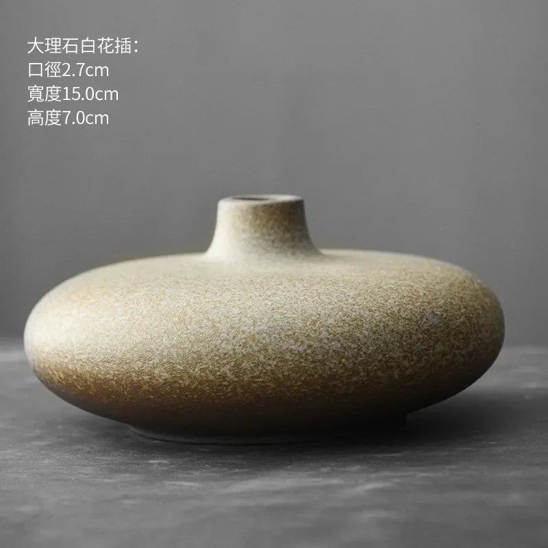 Japanese Black Terracotta Vase — Abstract Stoneware-Look Vessel