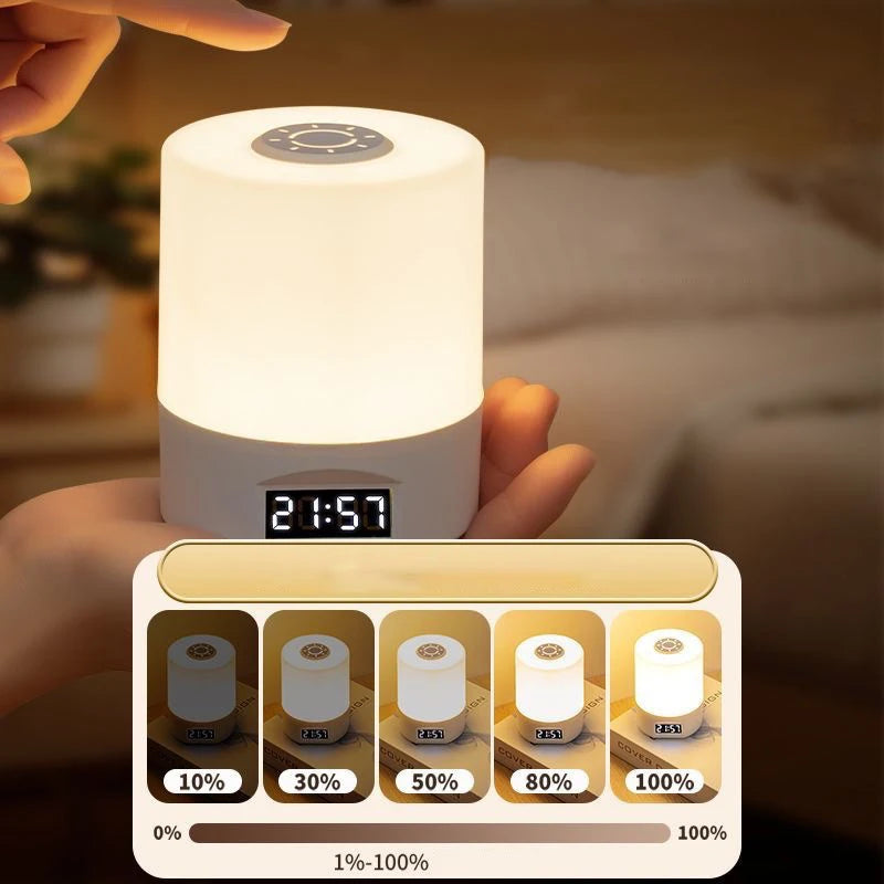 Touch-Control Desk Lamp with Calendar Clock — Dimmable Rechargeable Light