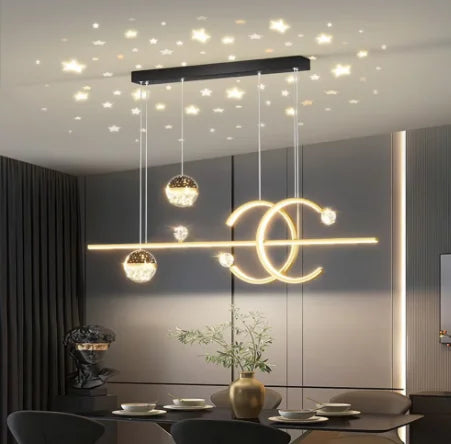 Starry Sky Top Nordic Chandelier — Long Dining Table Pendant Light