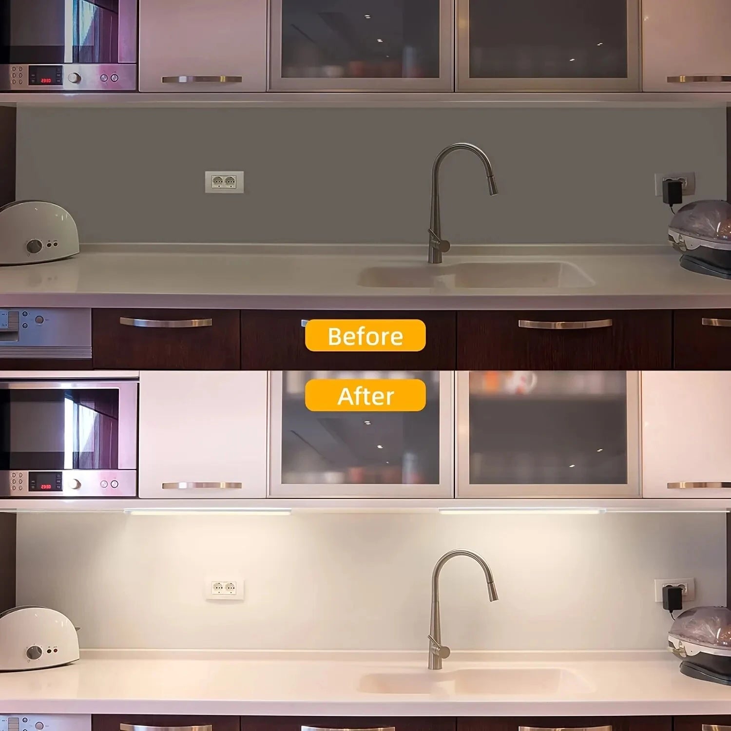 Magnetic USB Under-Cabinet Light Strip — Dimmable 3-Color LED