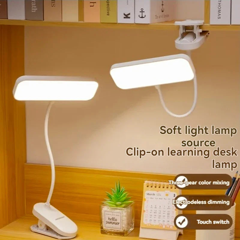 360° Flexible Clip-On LED Desk Lamp — Eye-Care Dimmable Reading Light